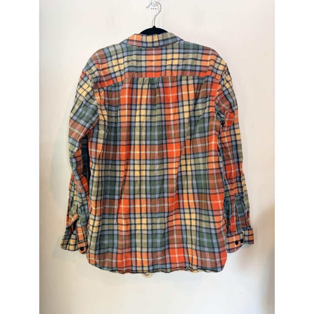 Vintage L L Bean Plaid Flannel Button Down Orange Green Mens Large Traditional - Picture 3 of 3